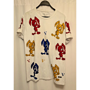 Vercini XXL crystal winking peace sign fingers bunnies multicolor front design T